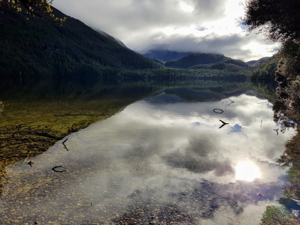Lake Sylvan with reflections of clouds and mountains