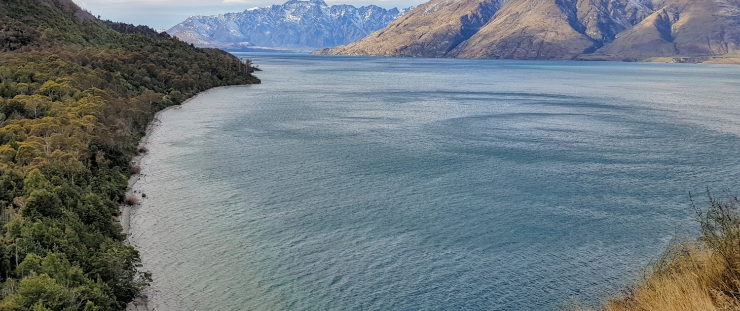 Lake and mountains from hill view point near Queenstown